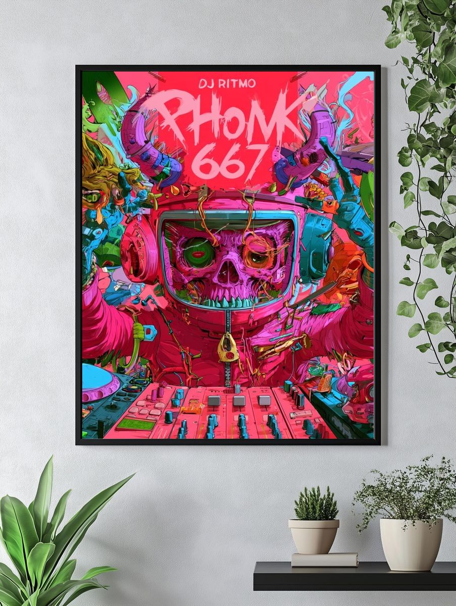 Phonk 667 Skull DJ Poster. — room view 4