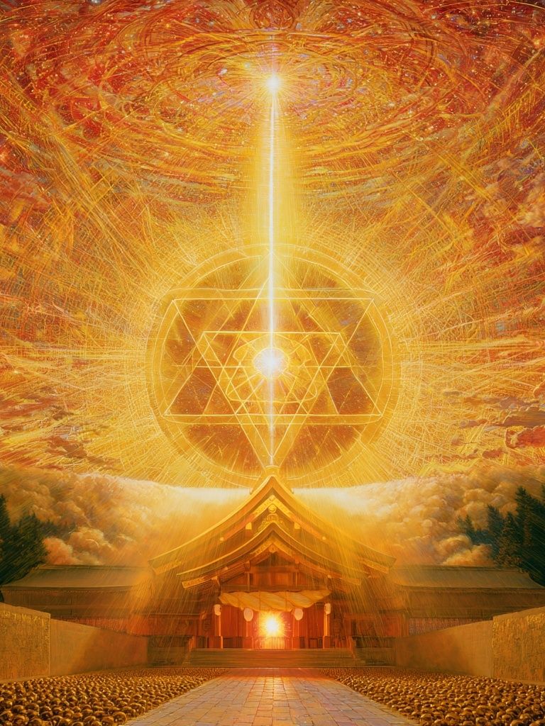 Golden Sacred Temple Light Print. poster detail