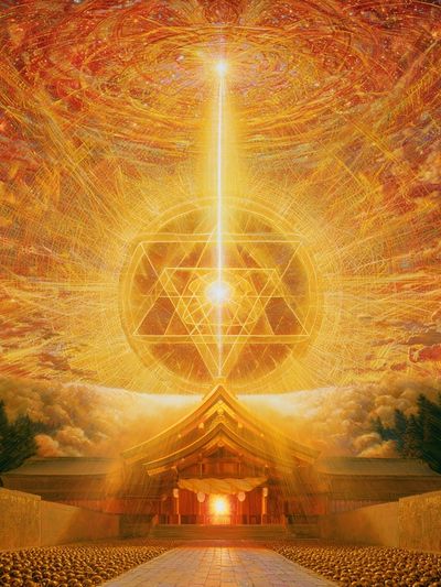 Golden Sacred Temple Light Print.