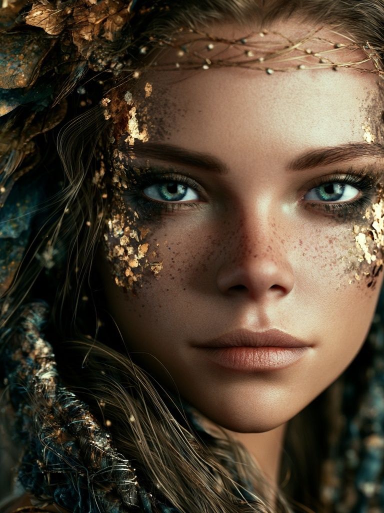 Gilded Forest Woman Portrait Print. poster detail