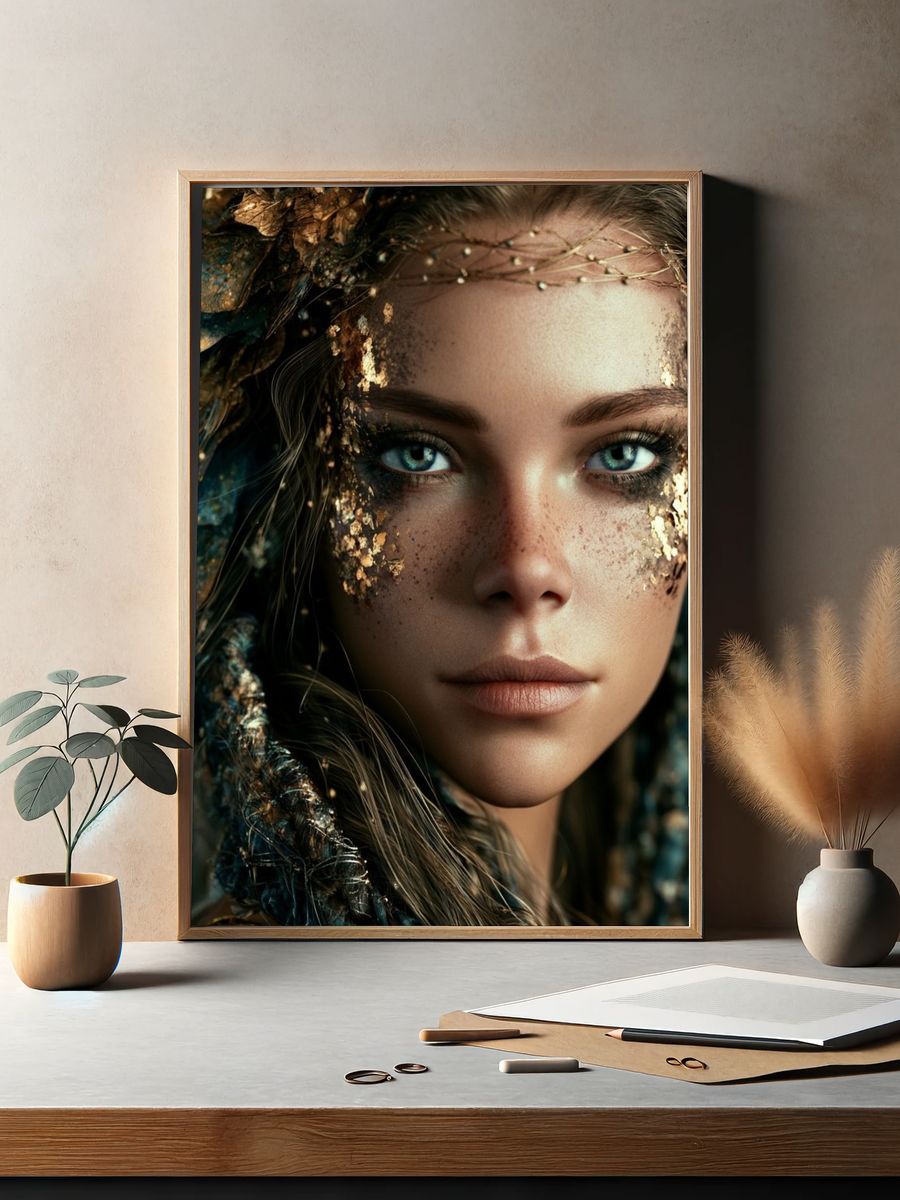 Gilded Forest Woman Portrait Print. — room view 2