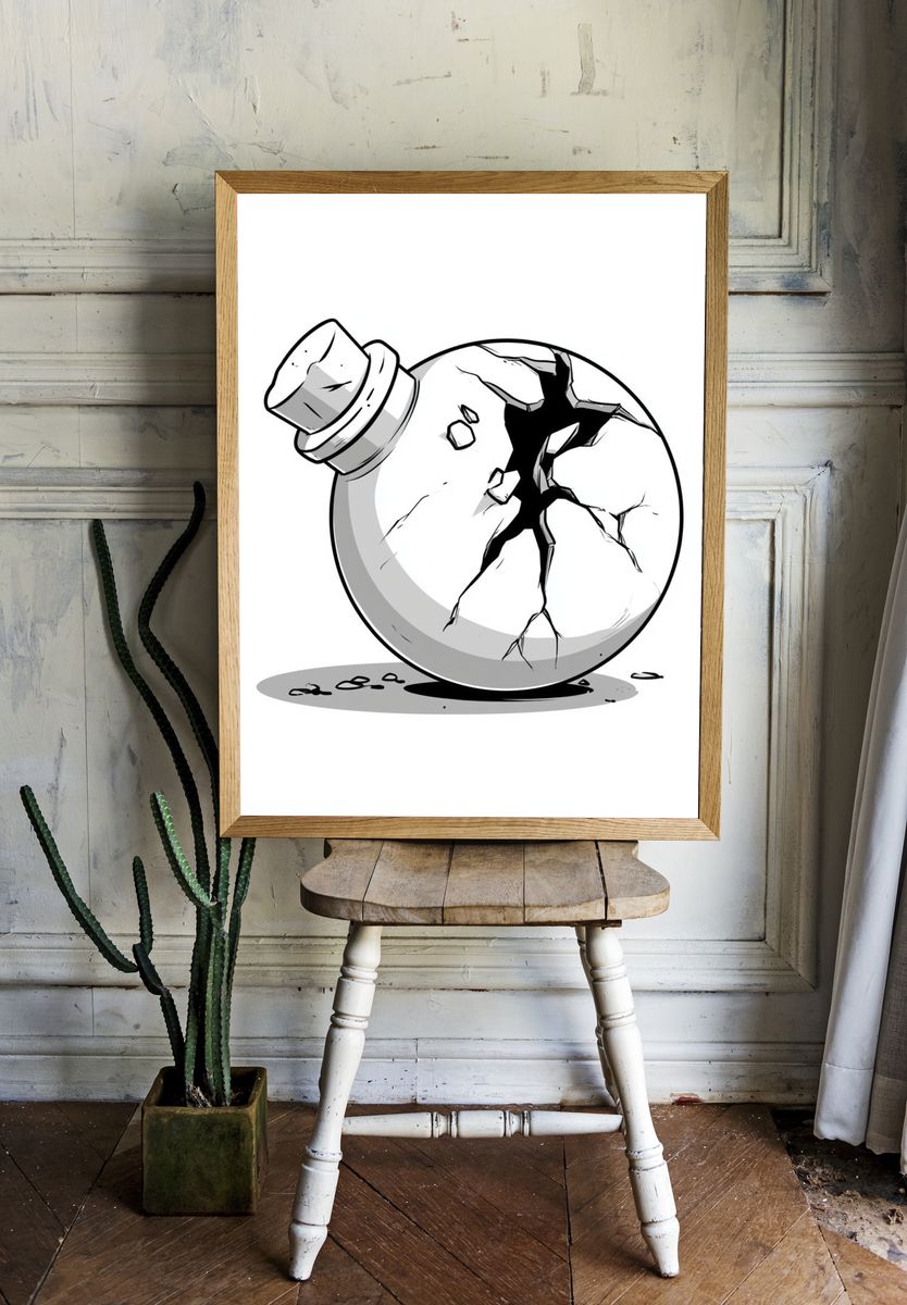 Cracked Bomb Illustration Poster. — room view 1
