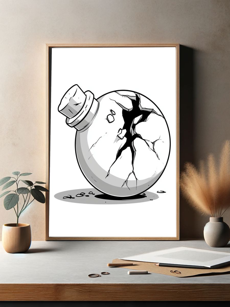 Cracked Bomb Illustration Poster. — room view 2