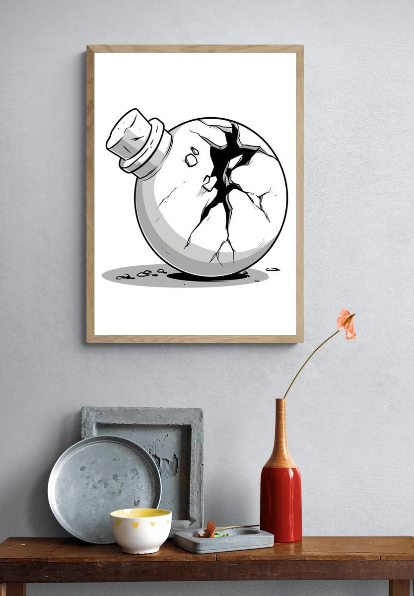 Cracked Bomb Illustration Poster. — room view 3