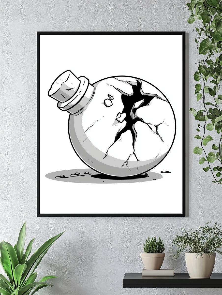 Cracked Bomb Illustration Poster. — room view 4