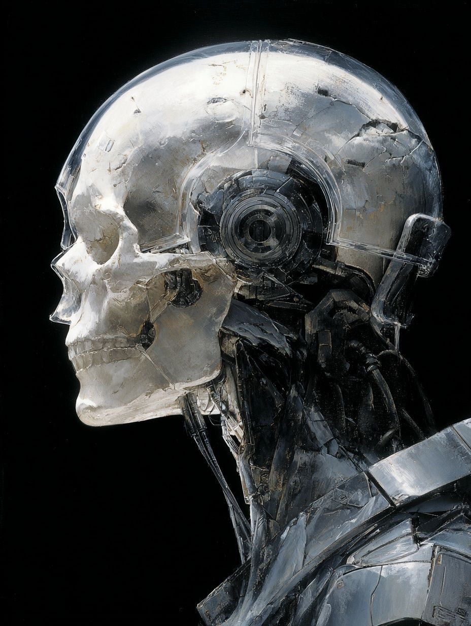 Cybernetic Skull Portrait Print. poster — illustration art