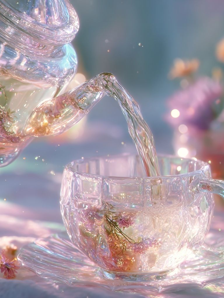 Pastel Glass Teacup Still Life Print. poster detail