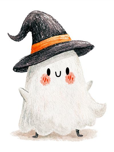 Cute Ghost Witch Illustration Poster. poster