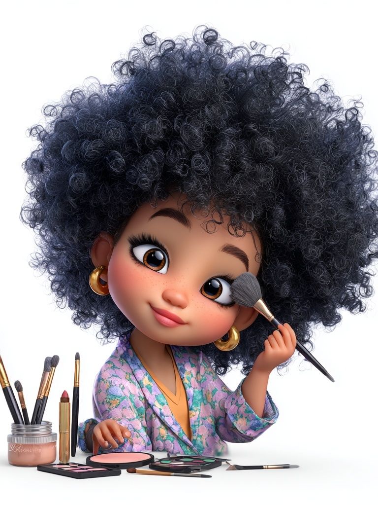 Cute Makeup Doll Illustration Poster. poster — illustration art