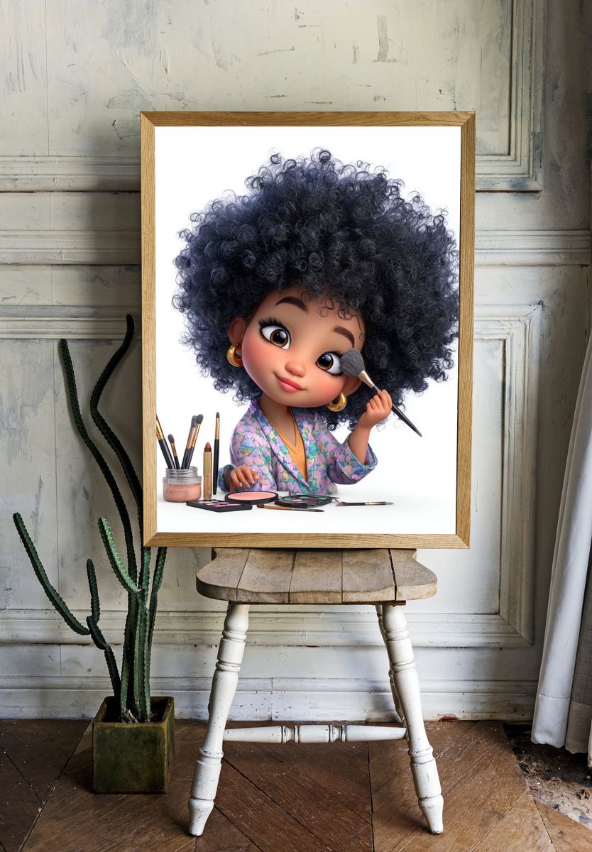 Cute Makeup Doll Illustration Poster room preview