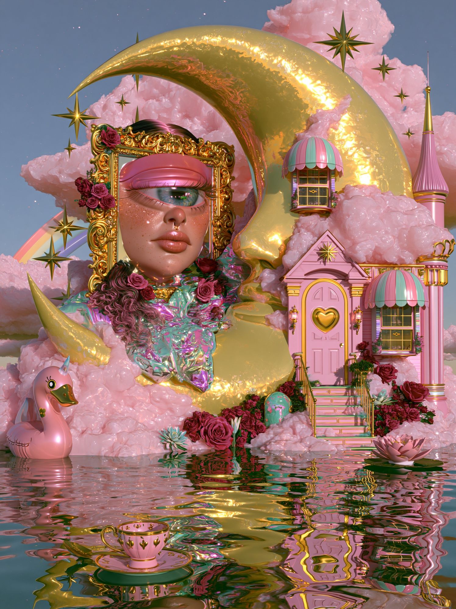 Dreamy Pink Fantasy Illustration Poster. poster — illustration art