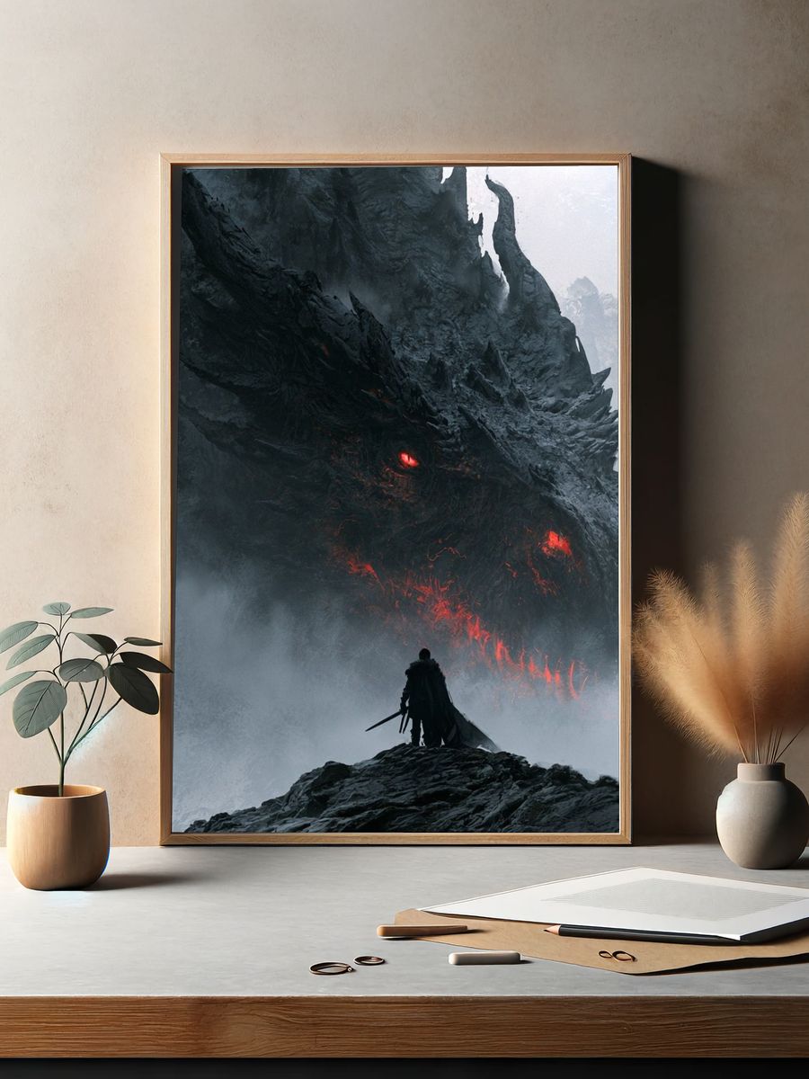 Dragon Encounter Fantasy Poster. — room view 2