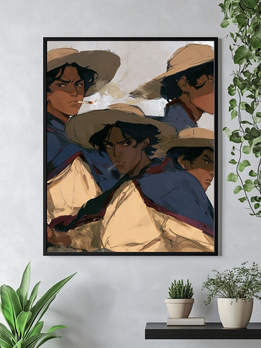 Cowboy Portrait Illustration Poster. — room view 4
