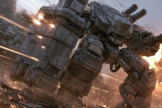 Battle Mech Explosion Poster. poster — illustration art