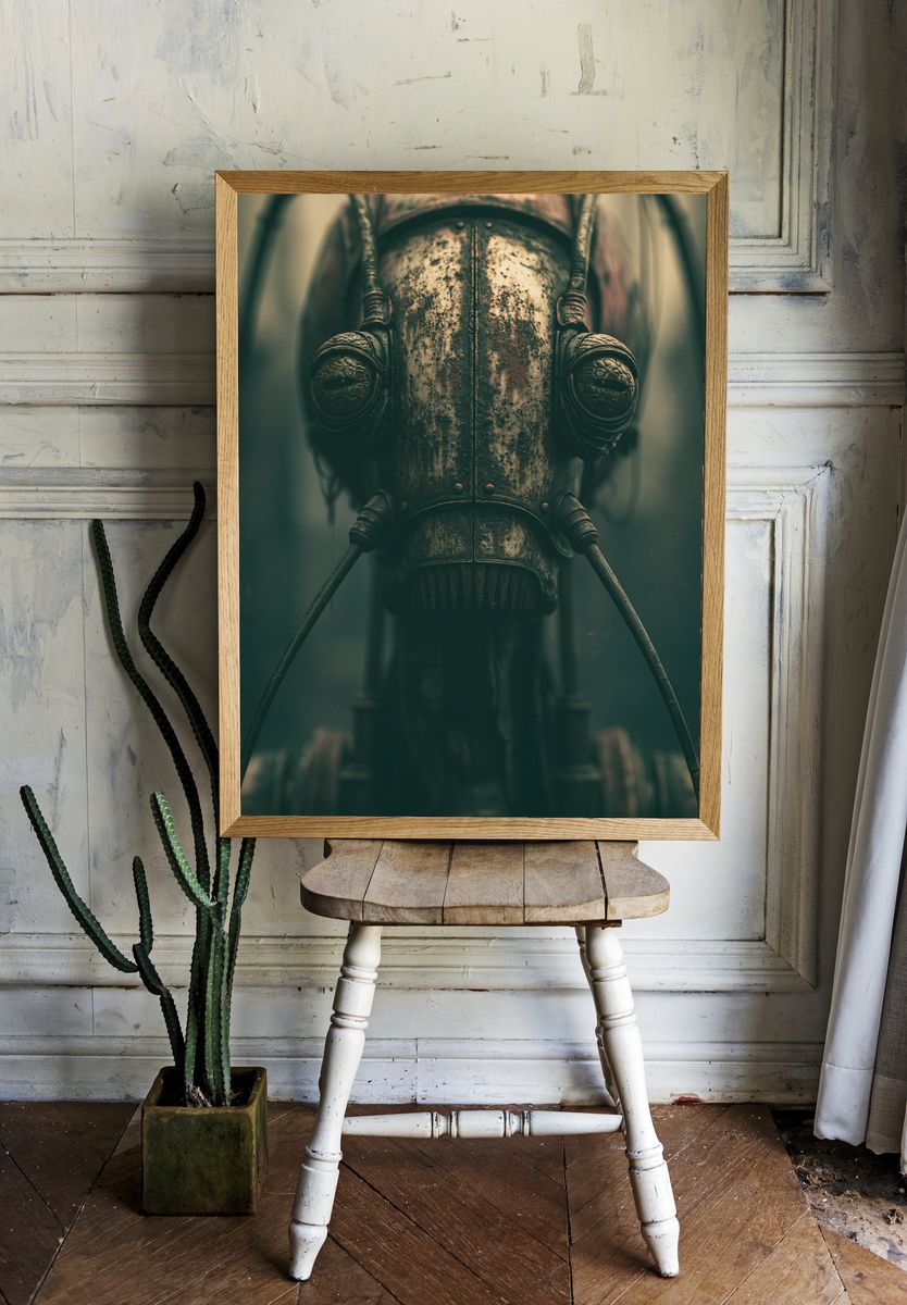 Steampunk Insect Portrait Print. — room view 1