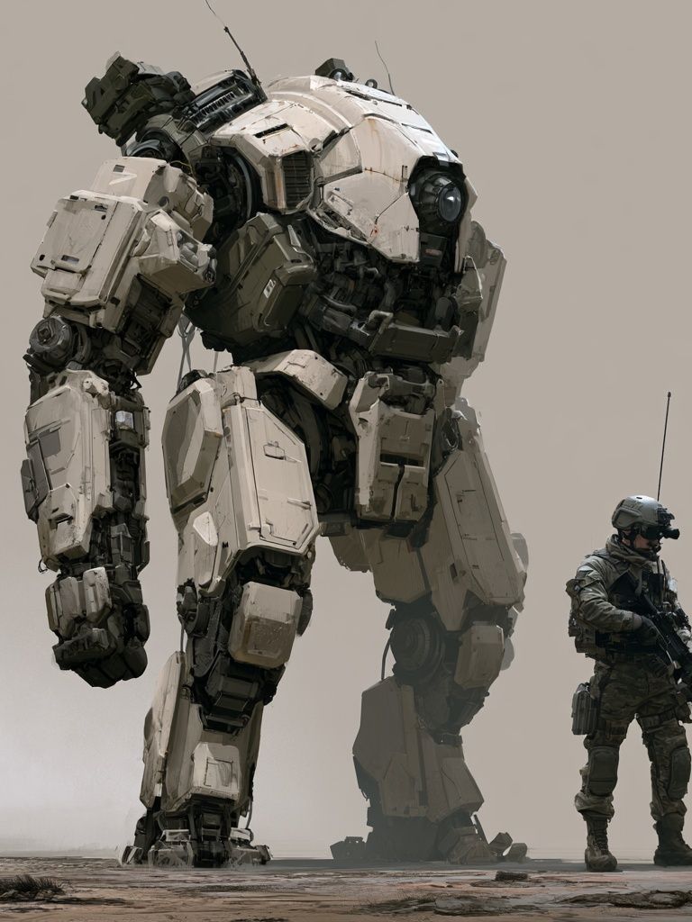 Mech and Soldier Sci-Fi Poster. poster — illustration art