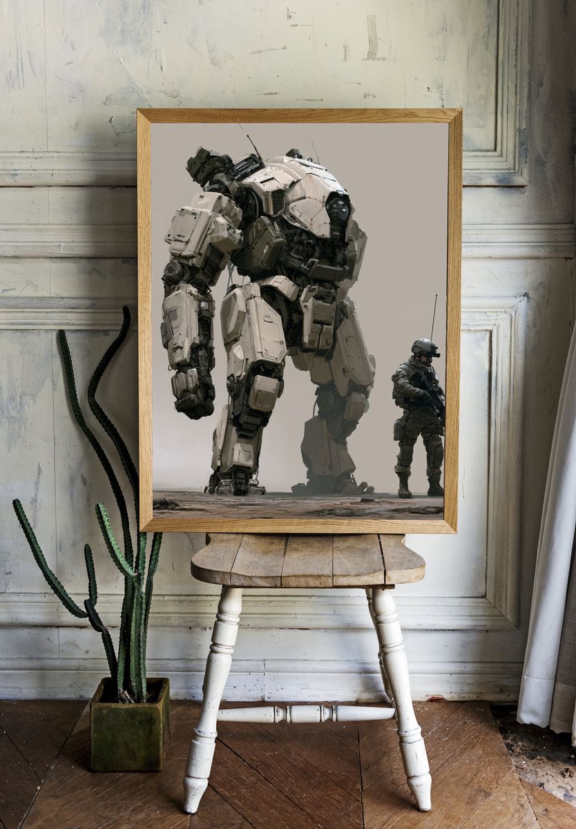 Mech and Soldier Sci-Fi Poster. room preview