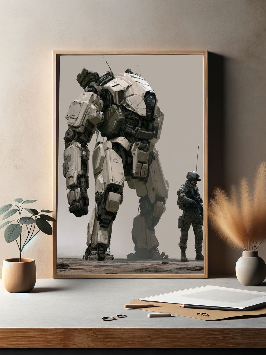 Mech and Soldier Sci-Fi Poster. — room view 2