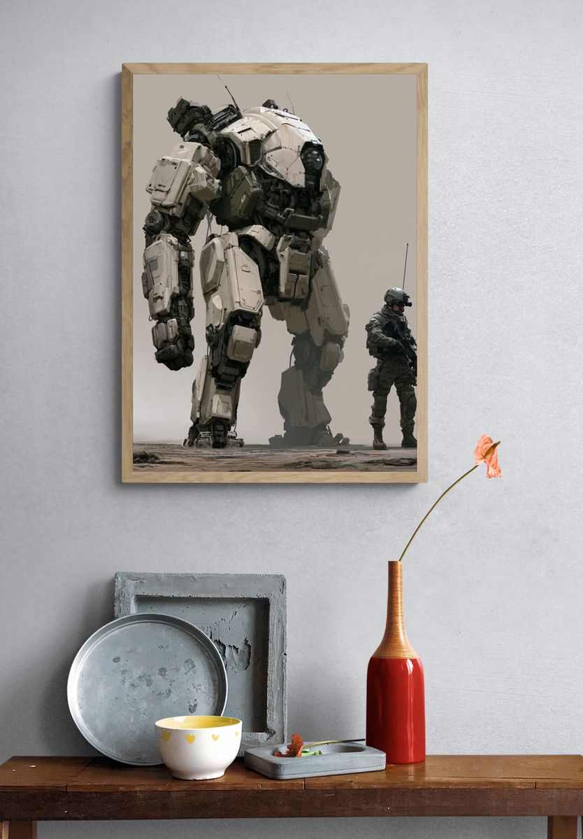 Mech and Soldier Sci-Fi Poster. — room view 3