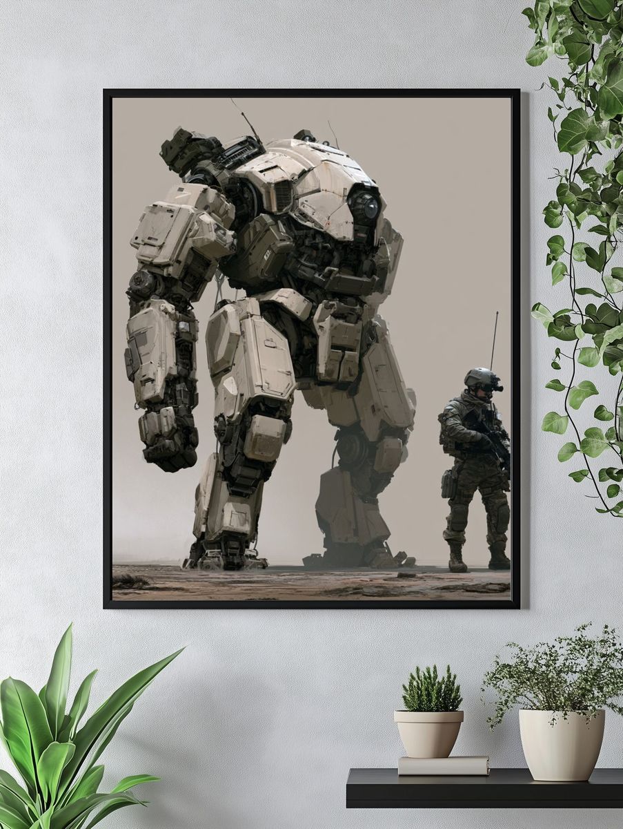Mech and Soldier Sci-Fi Poster. — room view 4