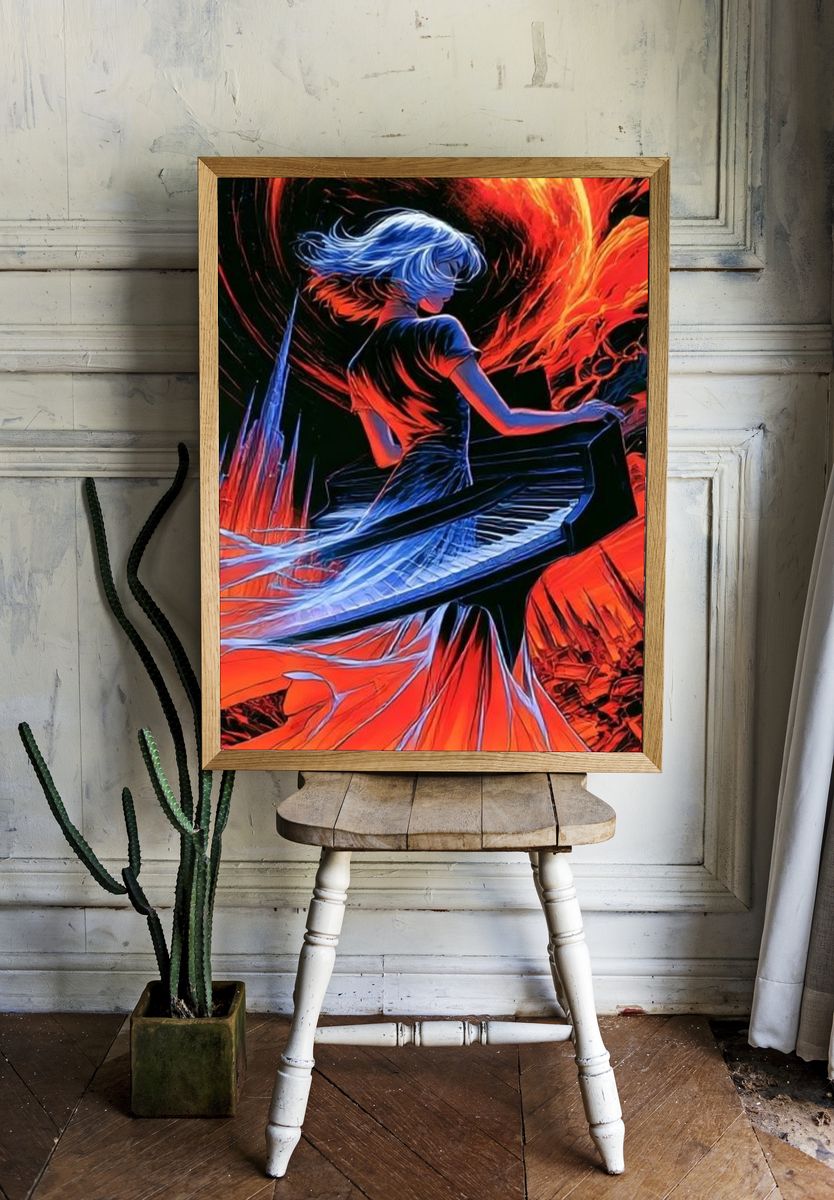 Flame Dancer Digital Art Poster. room preview