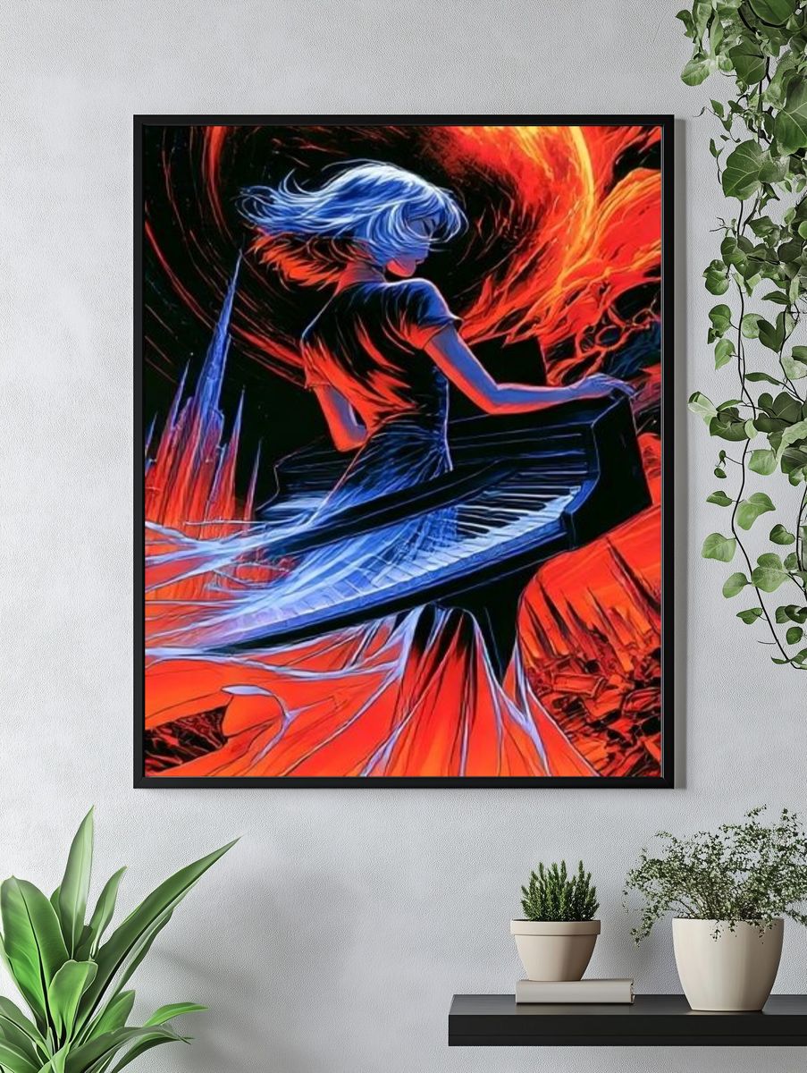 Flame Dancer Digital Art Poster. — room view 4