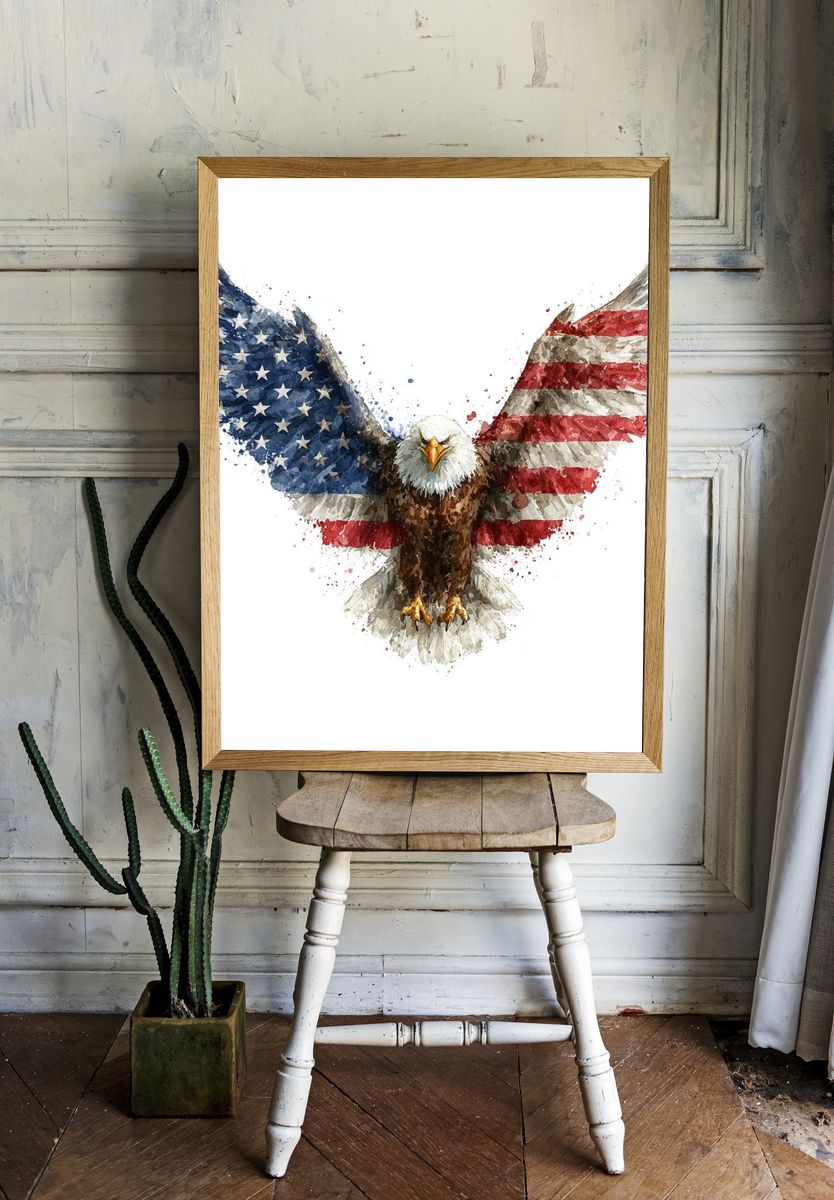 American Eagle Watercolor Poster. — room view 1