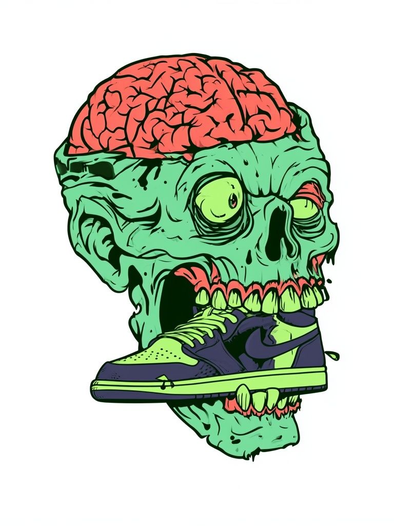 Zombie Sneaker Skull Illustration Poster. poster detail