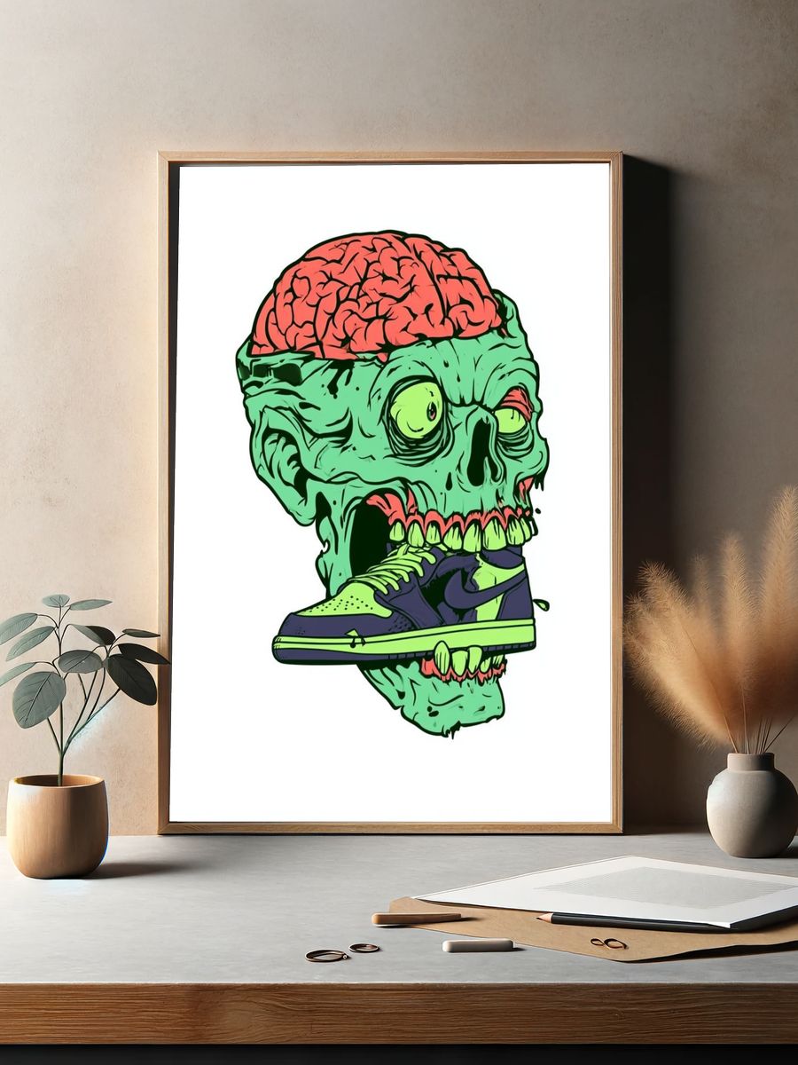 Zombie Sneaker Skull Illustration Poster. — room view 2