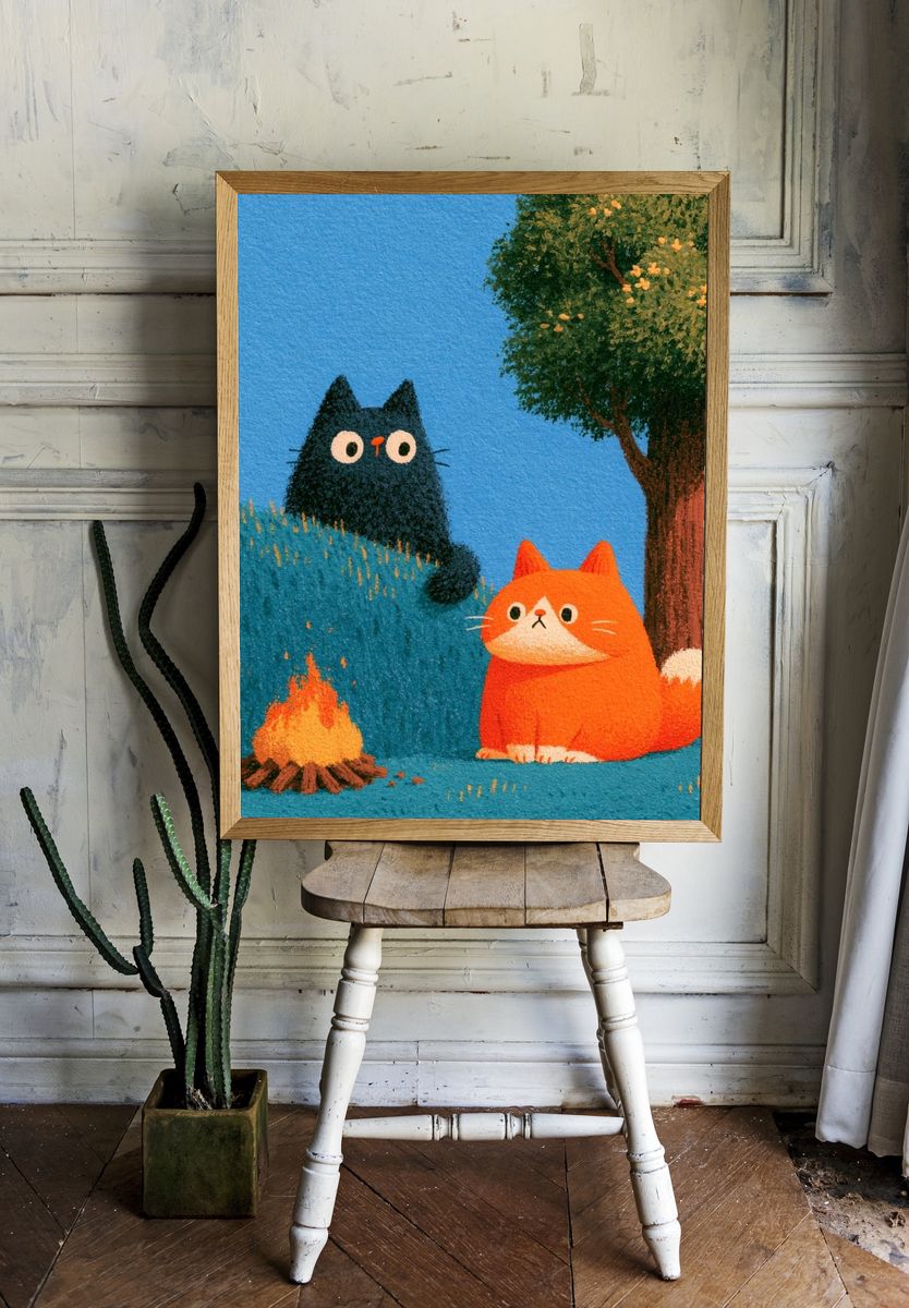 Forest Cats Illustration Poster. room preview