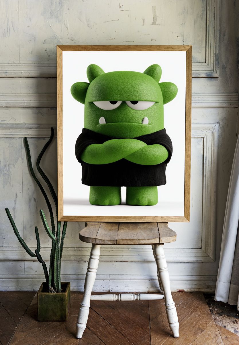 Green Monster Character Illustration Poster. room preview