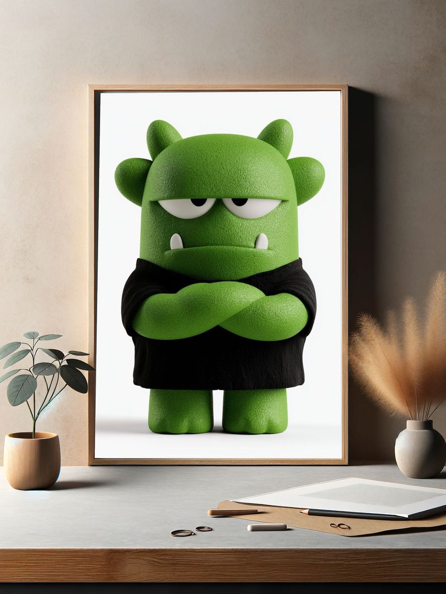 Green Monster Character Illustration Poster. — room view 2
