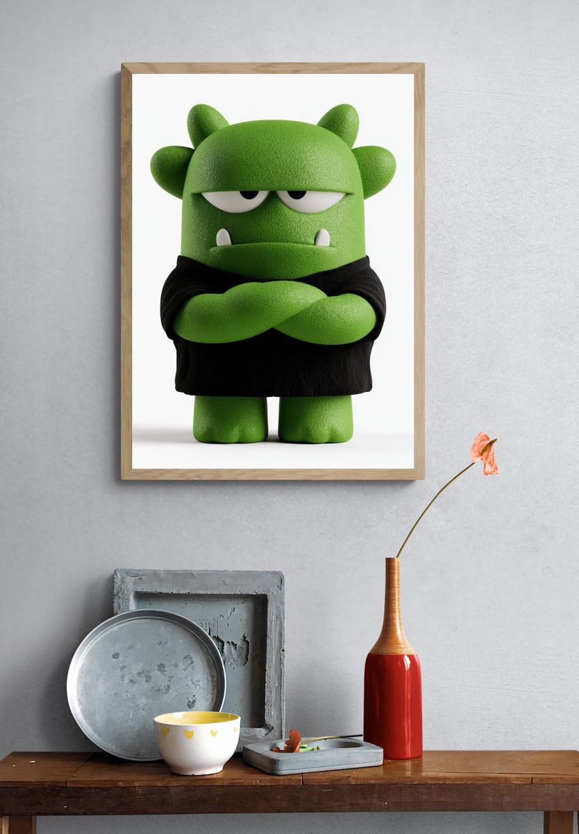 Green Monster Character Illustration Poster. — room view 3