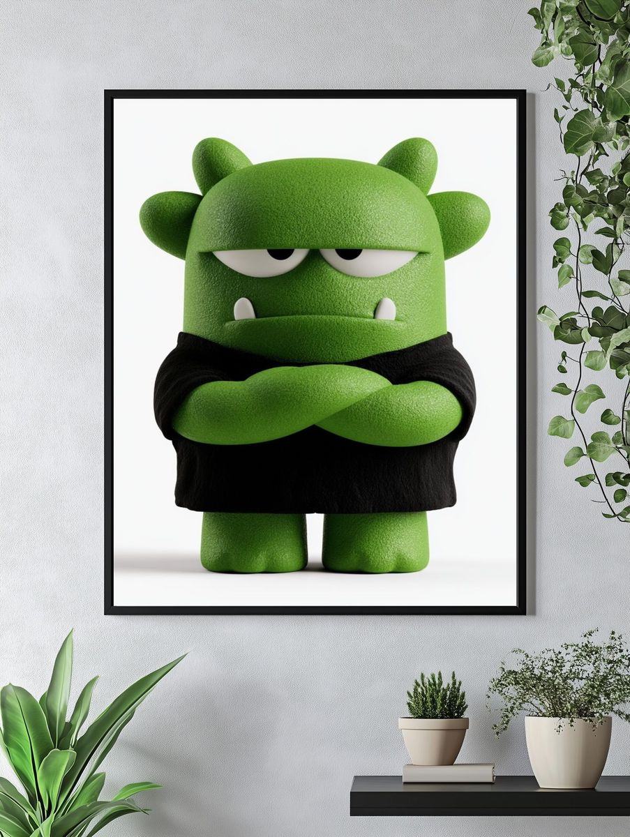 Green Monster Character Illustration Poster. — room view 4