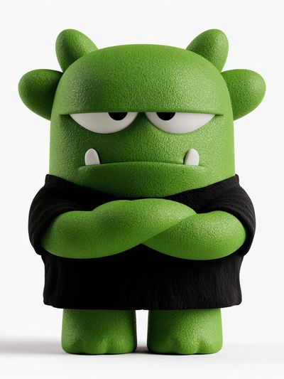 Green Monster Character Illustration Poster. poster