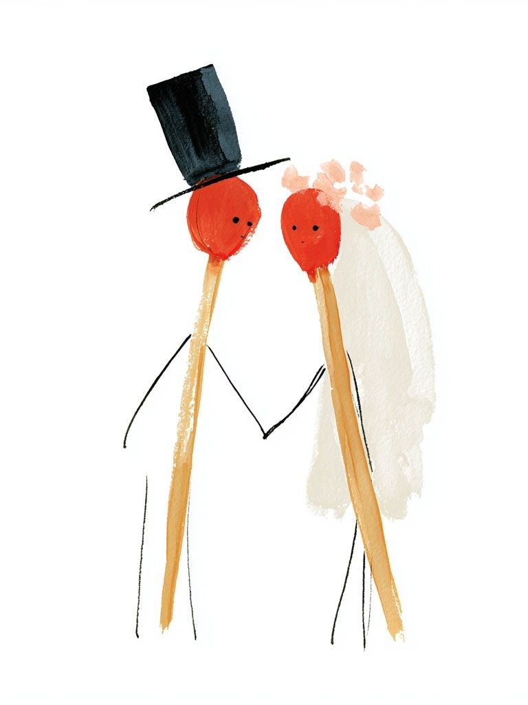 Minimalist Wedding Couple Print. poster — illustration art