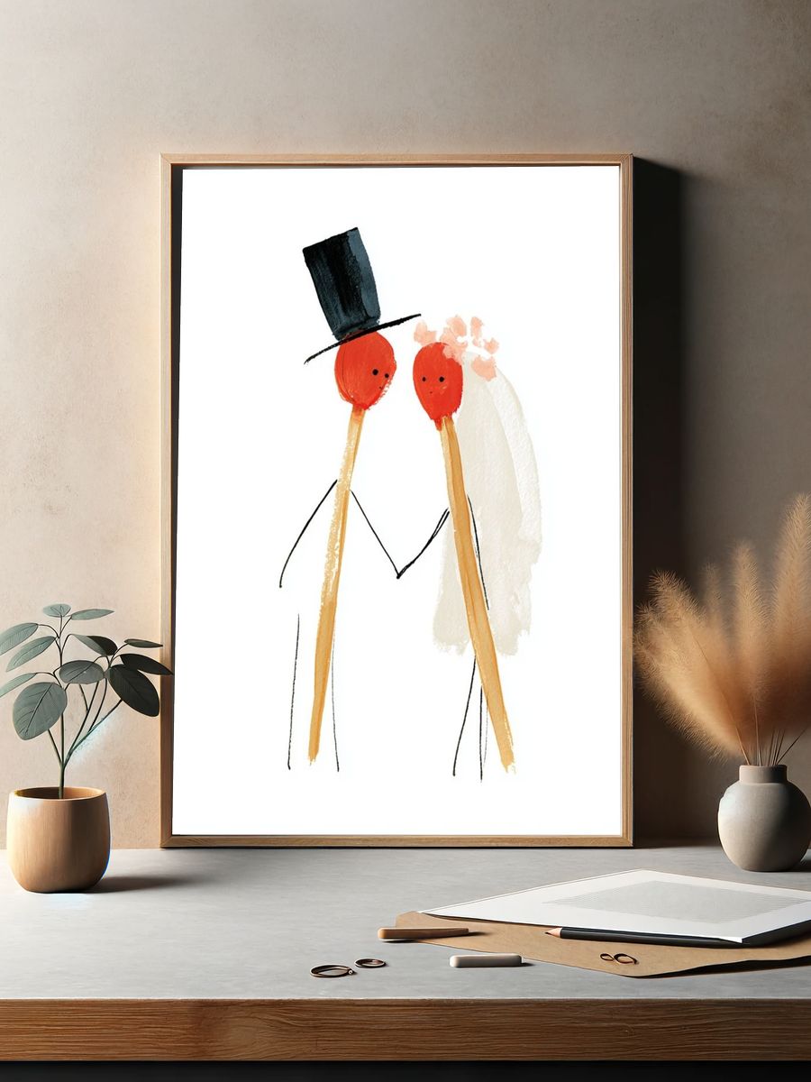 Minimalist Wedding Couple Print. — room view 2