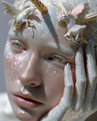 Iridescent Unicorn Portrait Print. poster print