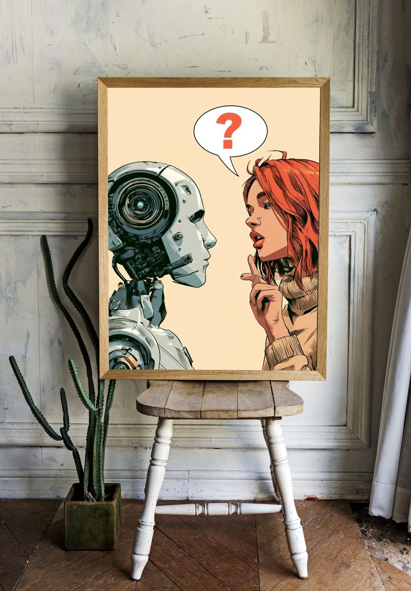 Robot and Woman Conversation Poster. — room view 1