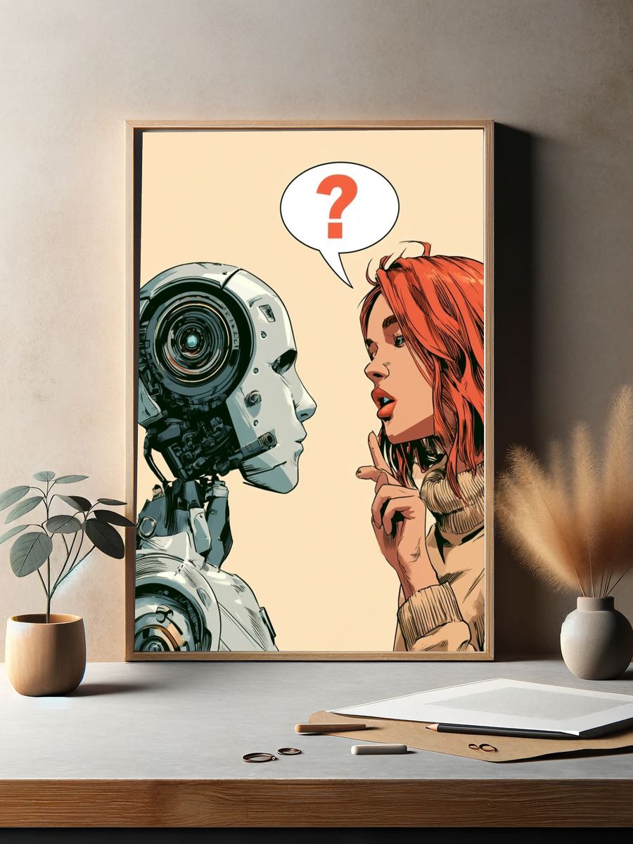 Robot and Woman Conversation Poster. — room view 2