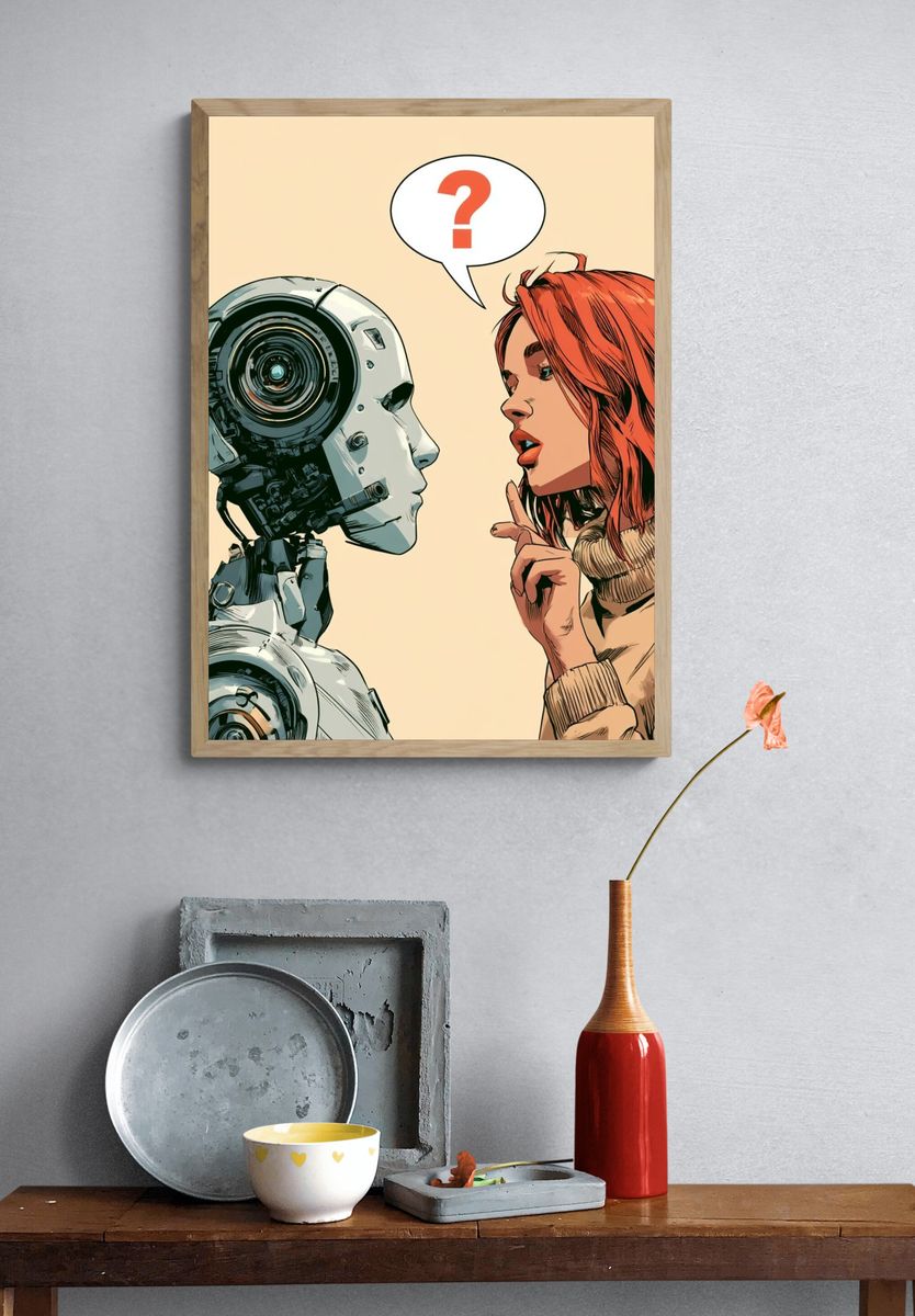 Robot and Woman Conversation Poster. — room view 3