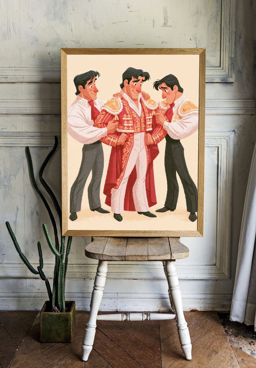 Cyber Cowboy Portrait Print. room preview