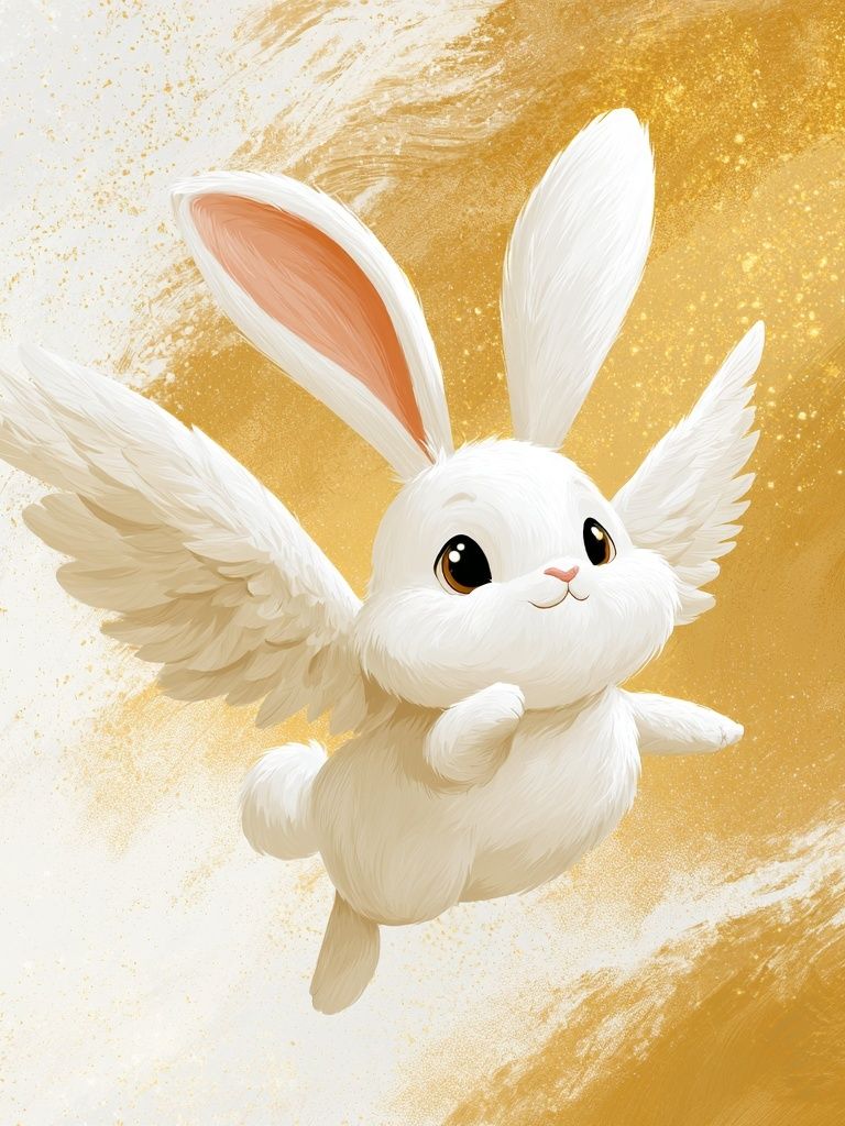 Flying Bunny Illustration Poster. poster detail