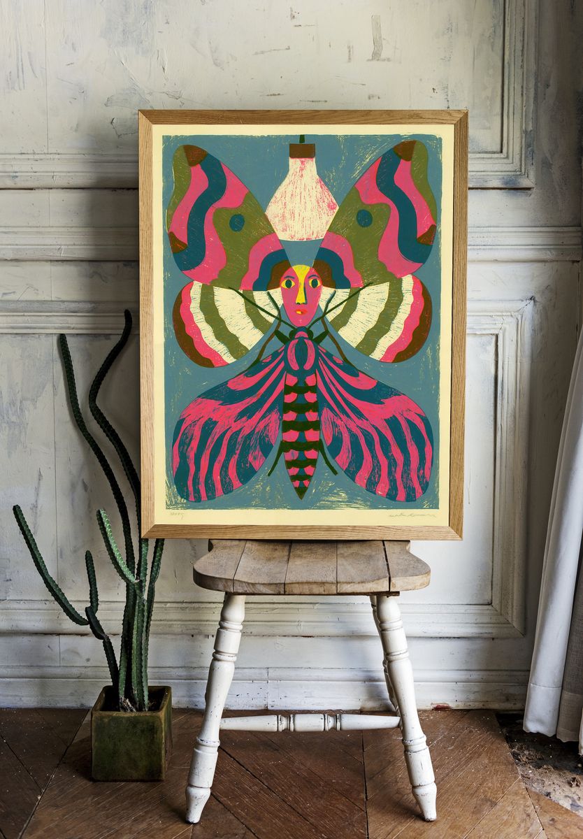 Butterfly Portrait Illustration Poster. — room view 1