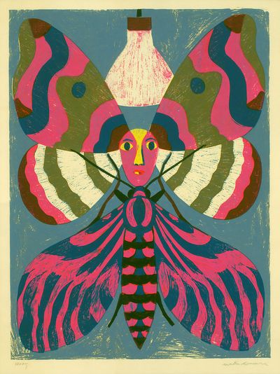 Butterfly Portrait Illustration Poster. poster