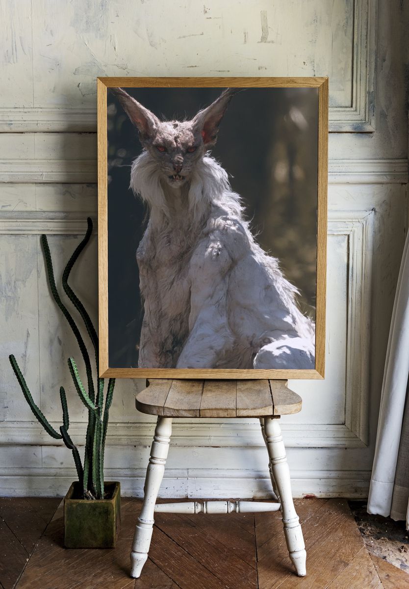 White Fox Creature Illustration Poster. — room view 1