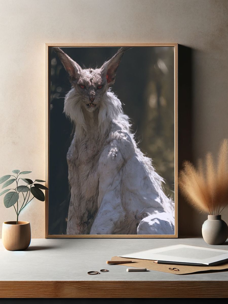 White Fox Creature Illustration Poster. — room view 2