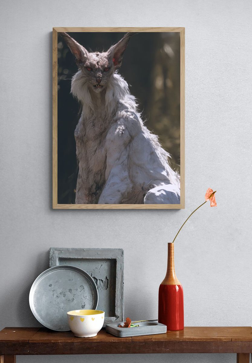 White Fox Creature Illustration Poster. — room view 3