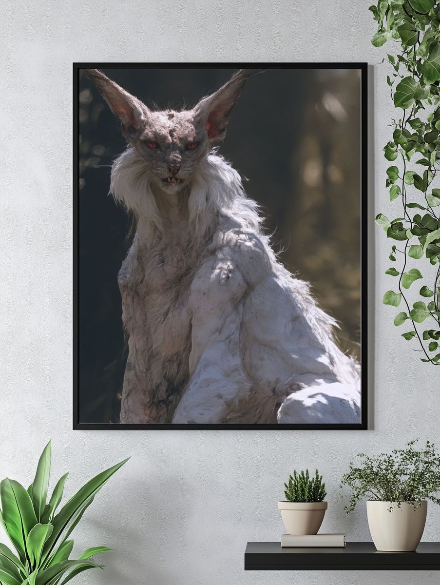 White Fox Creature Illustration Poster. — room view 4