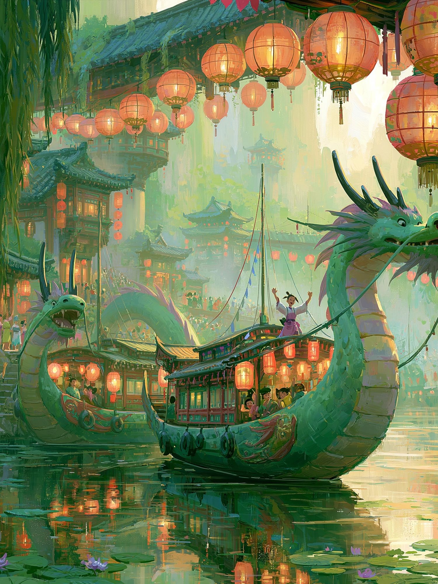 Dragon Lantern Festival Illustration Poster. poster — illustration art